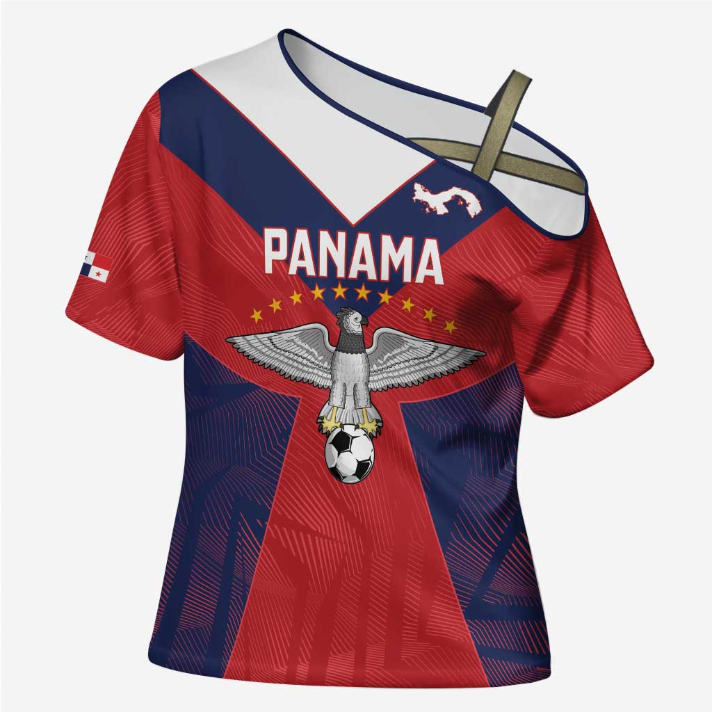Custom Panama Football Cross Shoulder Shirt Los Canaleros Harpy Eagle - Wonder Print Shop