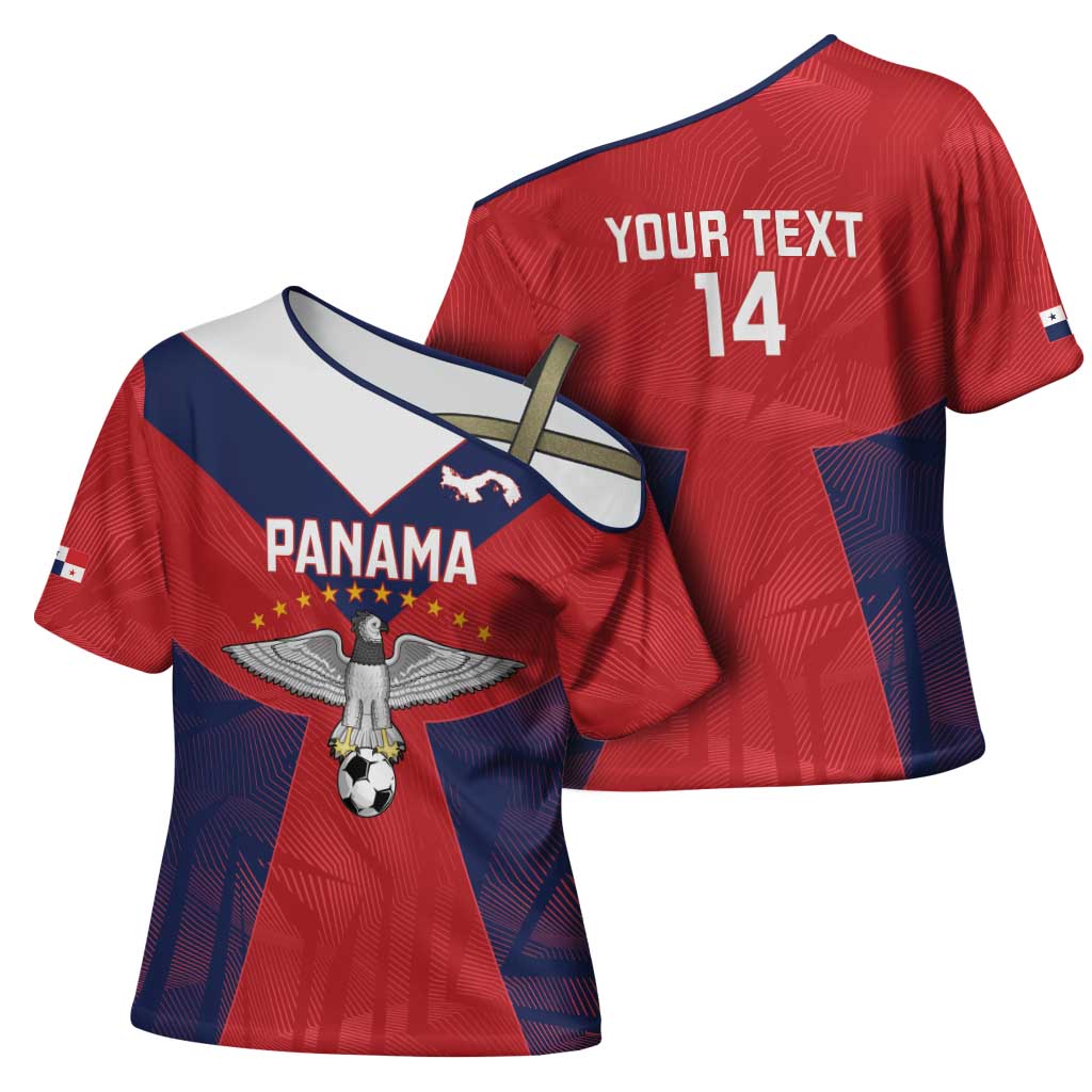 Custom Panama Football Cross Shoulder Shirt Los Canaleros Harpy Eagle - Wonder Print Shop