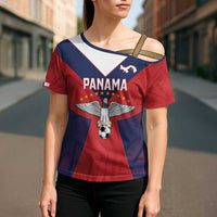 Custom Panama Football Cross Shoulder Shirt Los Canaleros Harpy Eagle - Wonder Print Shop