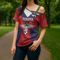 Custom Panama Football Cross Shoulder Shirt Los Canaleros Harpy Eagle - Wonder Print Shop