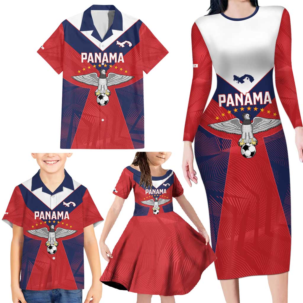 Custom Panama Football Family Matching Long Sleeve Bodycon Dress and Hawaiian Shirt Los Canaleros Harpy Eagle - Wonder Print Shop