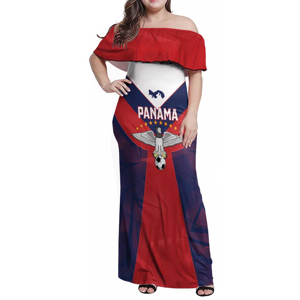 Custom Panama Football Family Matching Off Shoulder Maxi Dress and Hawaiian Shirt Los Canaleros Harpy Eagle - Wonder Print Shop