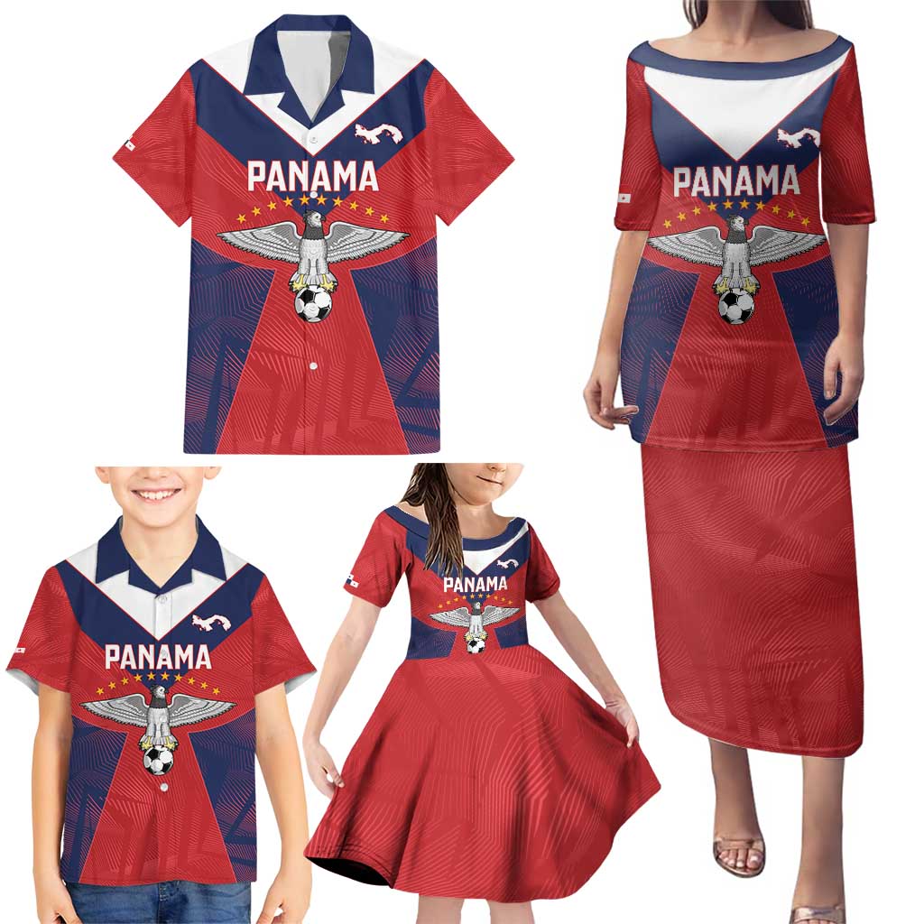 Custom Panama Football Family Matching Puletasi and Hawaiian Shirt Los Canaleros Harpy Eagle - Wonder Print Shop