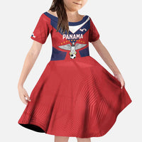Custom Panama Football Kid Short Sleeve Dress Los Canaleros Harpy Eagle - Wonder Print Shop