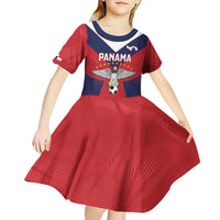 Custom Panama Football Kid Short Sleeve Dress Los Canaleros Harpy Eagle - Wonder Print Shop