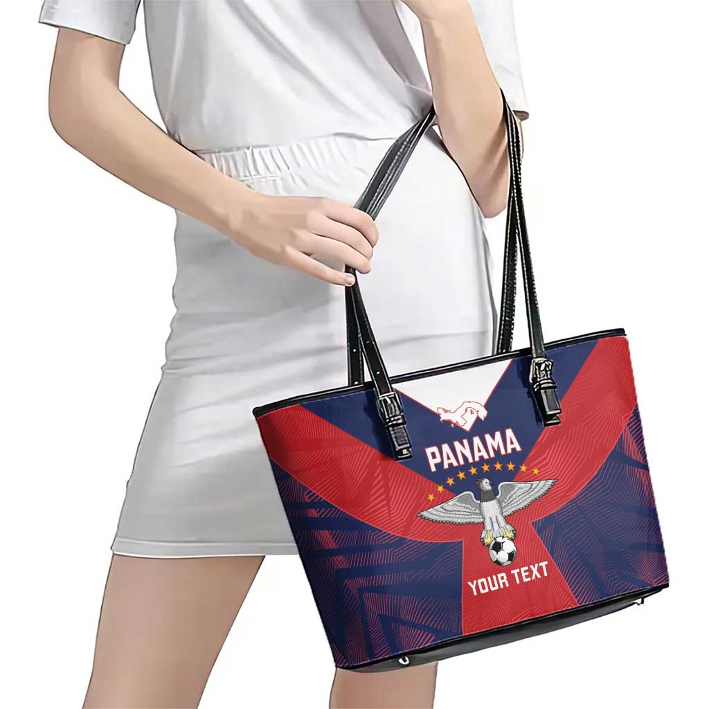 Custom Panama Football Leather Tote Bag Los Canaleros Harpy Eagle - Wonder Print Shop