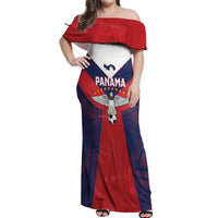 Custom Panama Football Off Shoulder Maxi Dress Los Canaleros Harpy Eagle - Wonder Print Shop