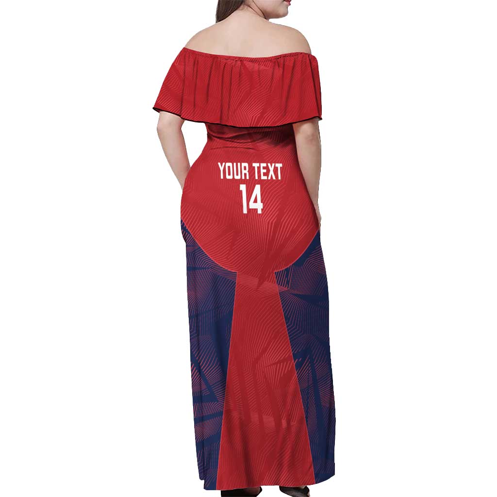 Custom Panama Football Off Shoulder Maxi Dress Los Canaleros Harpy Eagle - Wonder Print Shop