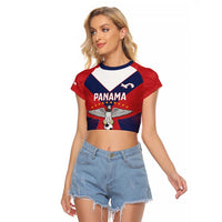 Custom Panama Football Raglan Cropped T Shirt Los Canaleros Harpy Eagle - Wonder Print Shop