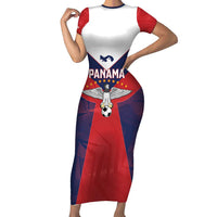 Custom Panama Football Short Sleeve Bodycon Dress Los Canaleros Harpy Eagle - Wonder Print Shop