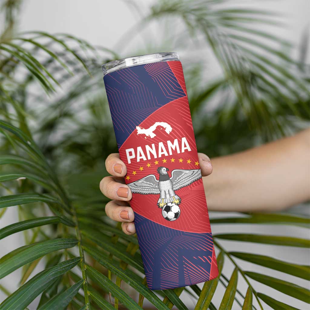 Custom Panama Football Skinny Tumbler Los Canaleros Harpy Eagle - Wonder Print Shop