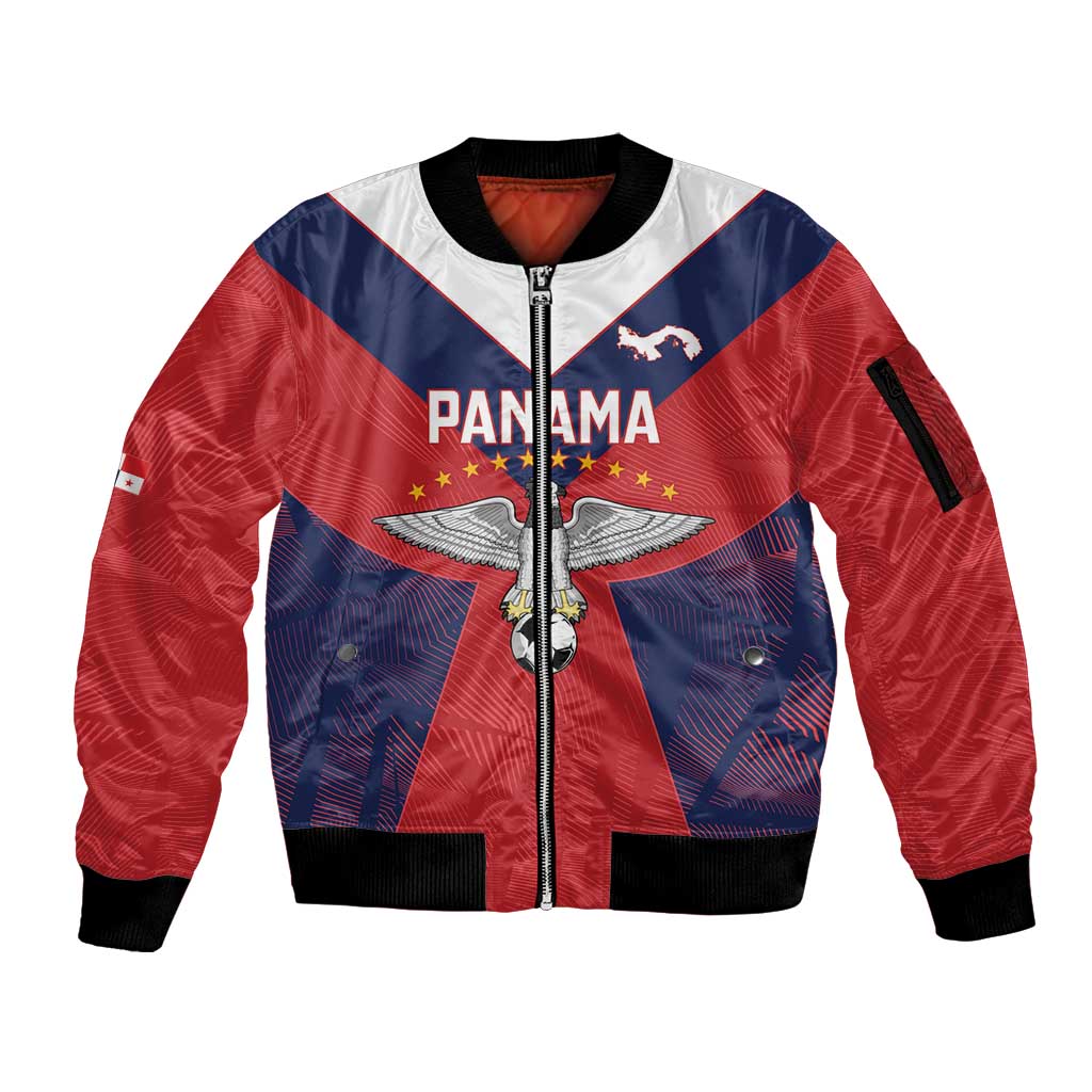 Custom Panama Football Sleeve Zip Bomber Jacket Los Canaleros Harpy Eagle - Wonder Print Shop