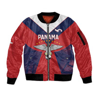 Custom Panama Football Sleeve Zip Bomber Jacket Los Canaleros Harpy Eagle - Wonder Print Shop
