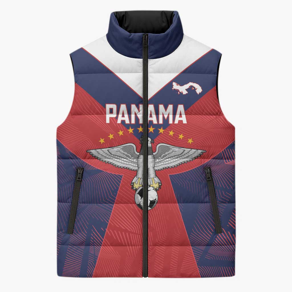 Custom Panama Football Sleeveless Puffer Jacket Los Canaleros Harpy Eagle - Wonder Print Shop