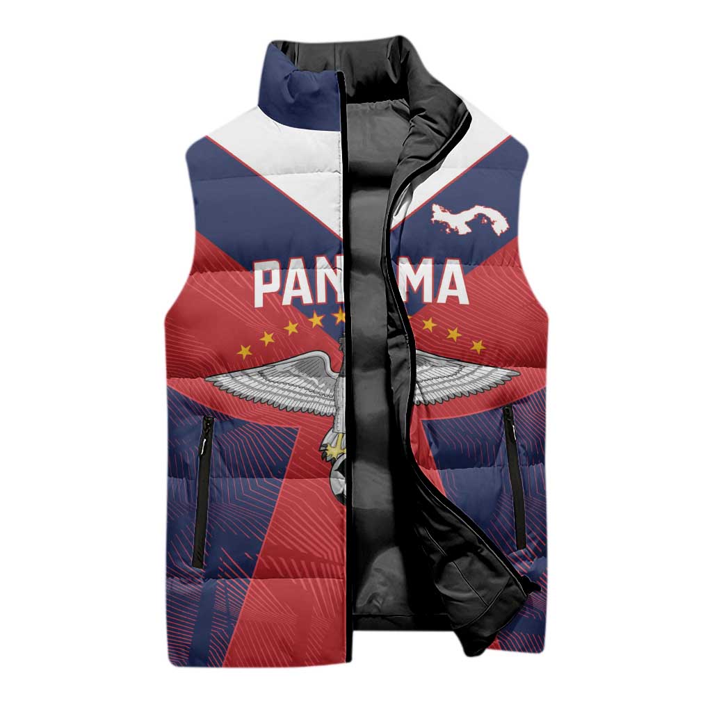 Custom Panama Football Sleeveless Puffer Jacket Los Canaleros Harpy Eagle - Wonder Print Shop