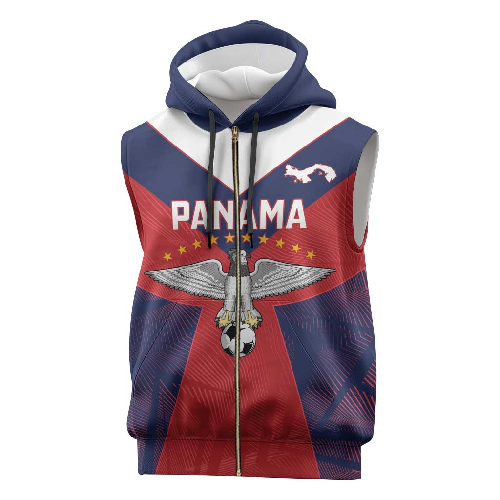 Custom Panama Football Sleeveless Zip Hoodie Los Canaleros Harpy Eagle - Wonder Print Shop