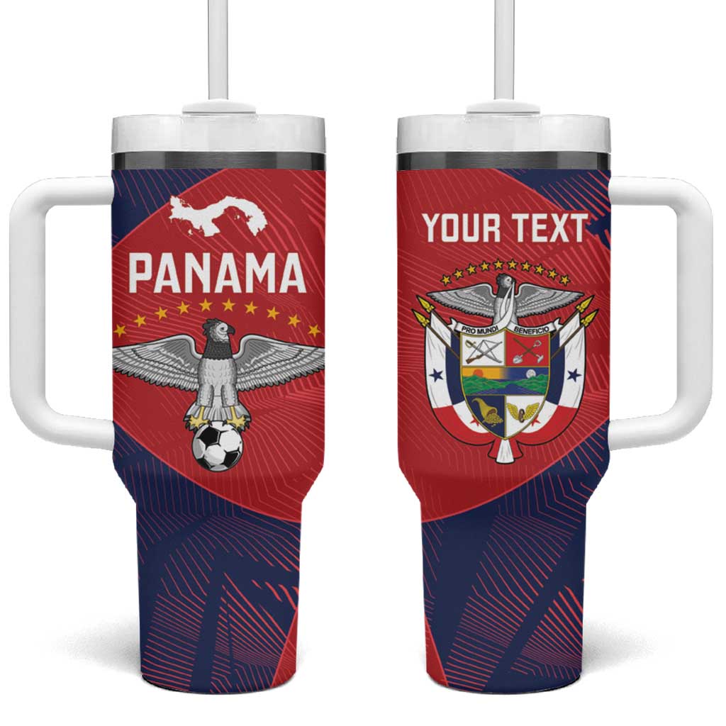 Custom Panama Football Tumbler With Handle Los Canaleros Harpy Eagle - Wonder Print Shop