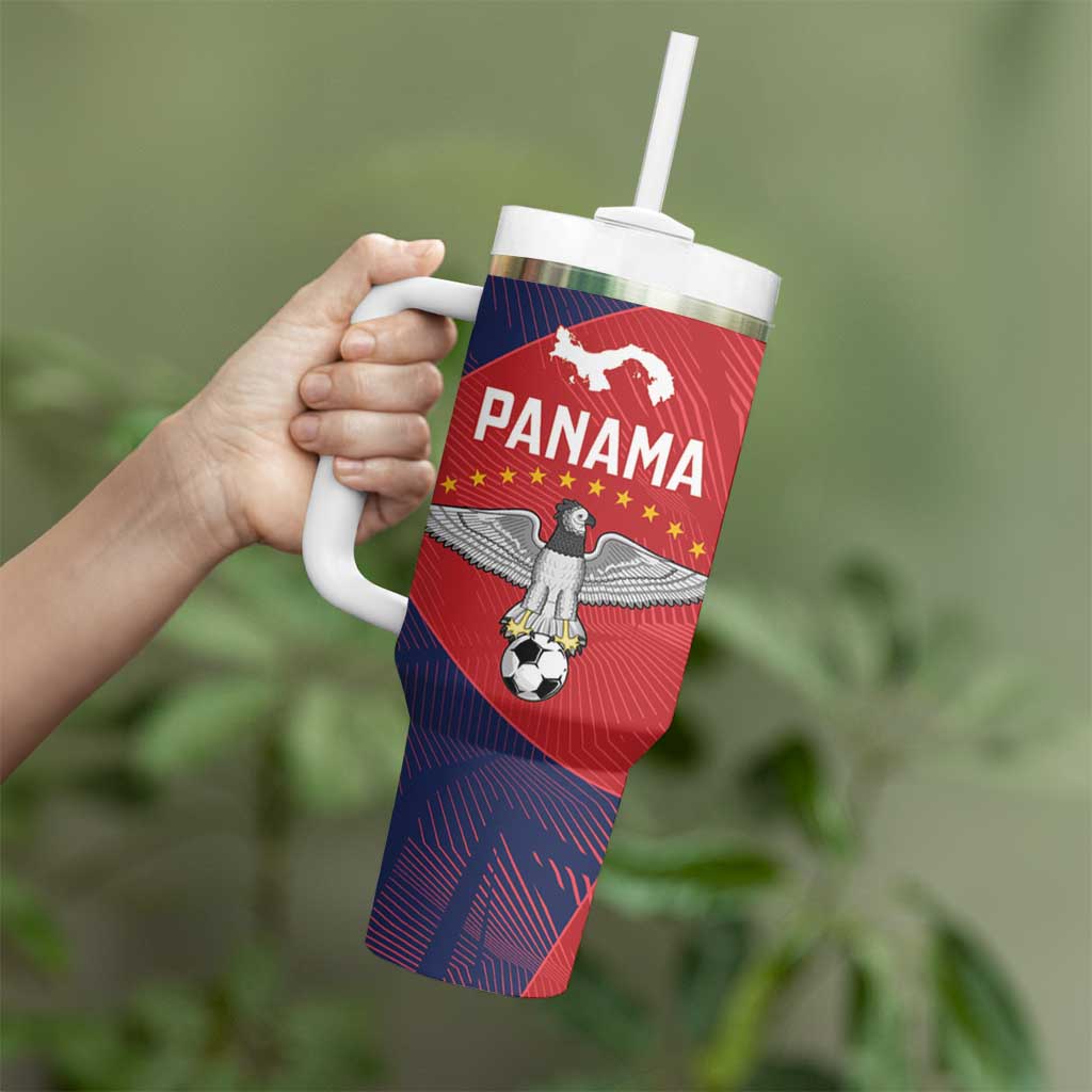 Custom Panama Football Tumbler With Handle Los Canaleros Harpy Eagle - Wonder Print Shop