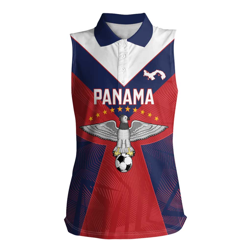 Custom Panama Football Women Sleeveless Polo Shirt Los Canaleros Harpy Eagle - Wonder Print Shop