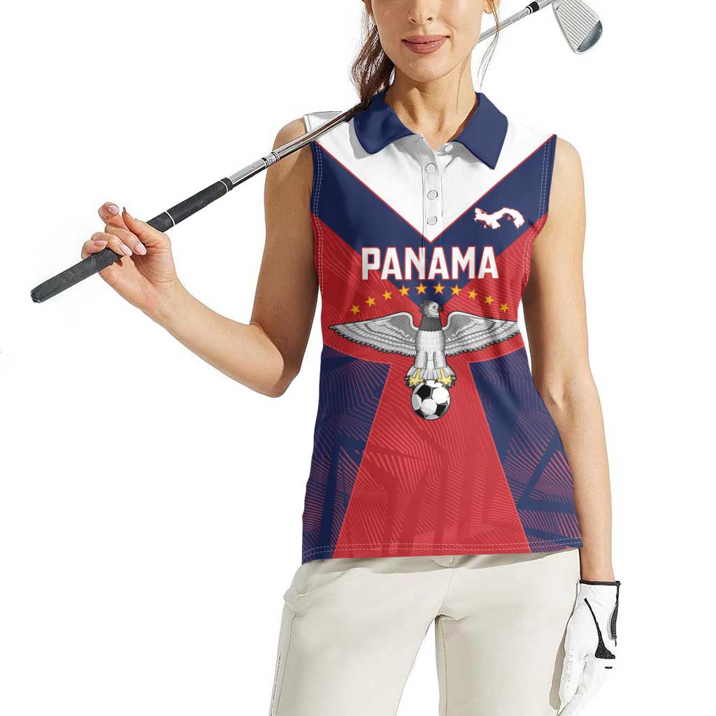 Custom Panama Football Women Sleeveless Polo Shirt Los Canaleros Harpy Eagle - Wonder Print Shop