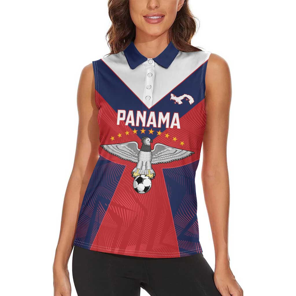 Custom Panama Football Women Sleeveless Polo Shirt Los Canaleros Harpy Eagle - Wonder Print Shop