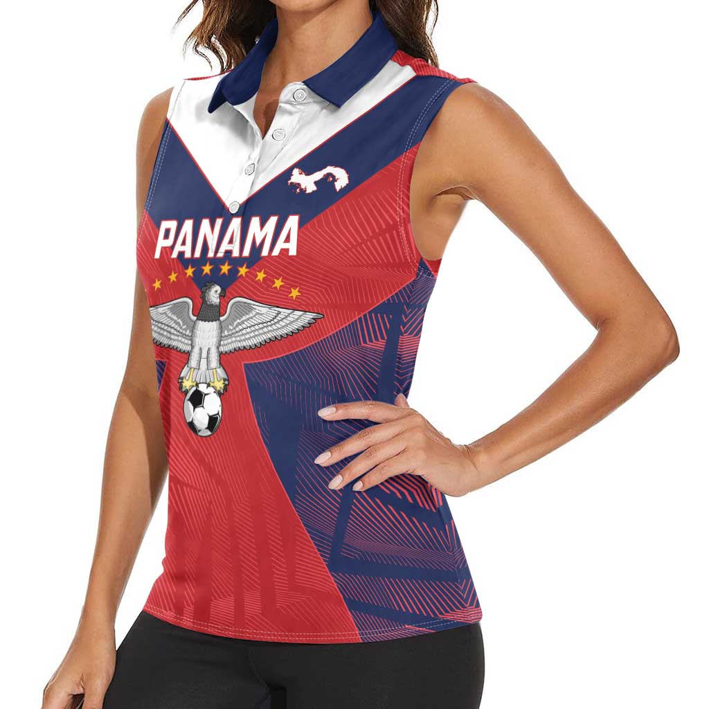 Custom Panama Football Women Sleeveless Polo Shirt Los Canaleros Harpy Eagle - Wonder Print Shop