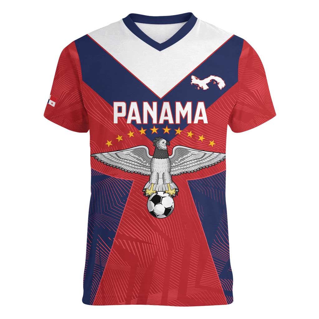 Custom Panama Football Women V-Neck T-Shirt Los Canaleros Harpy Eagle - Wonder Print Shop