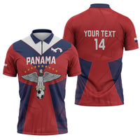 Custom Panama Football Zipper Polo Shirt Los Canaleros Harpy Eagle LT14