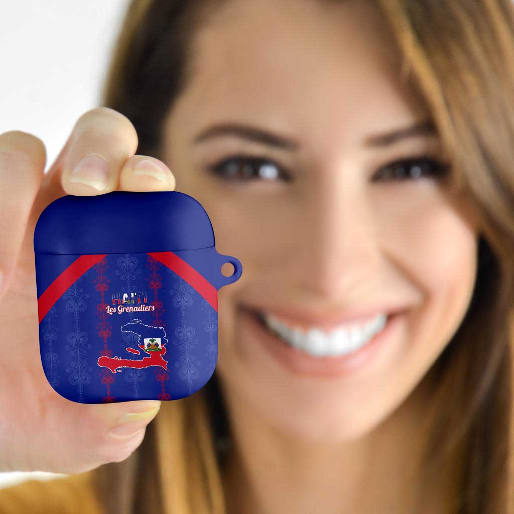Haiti Football AirPods Case Les Grenadiers Veve Vodou Blue - Wonder Print Shop