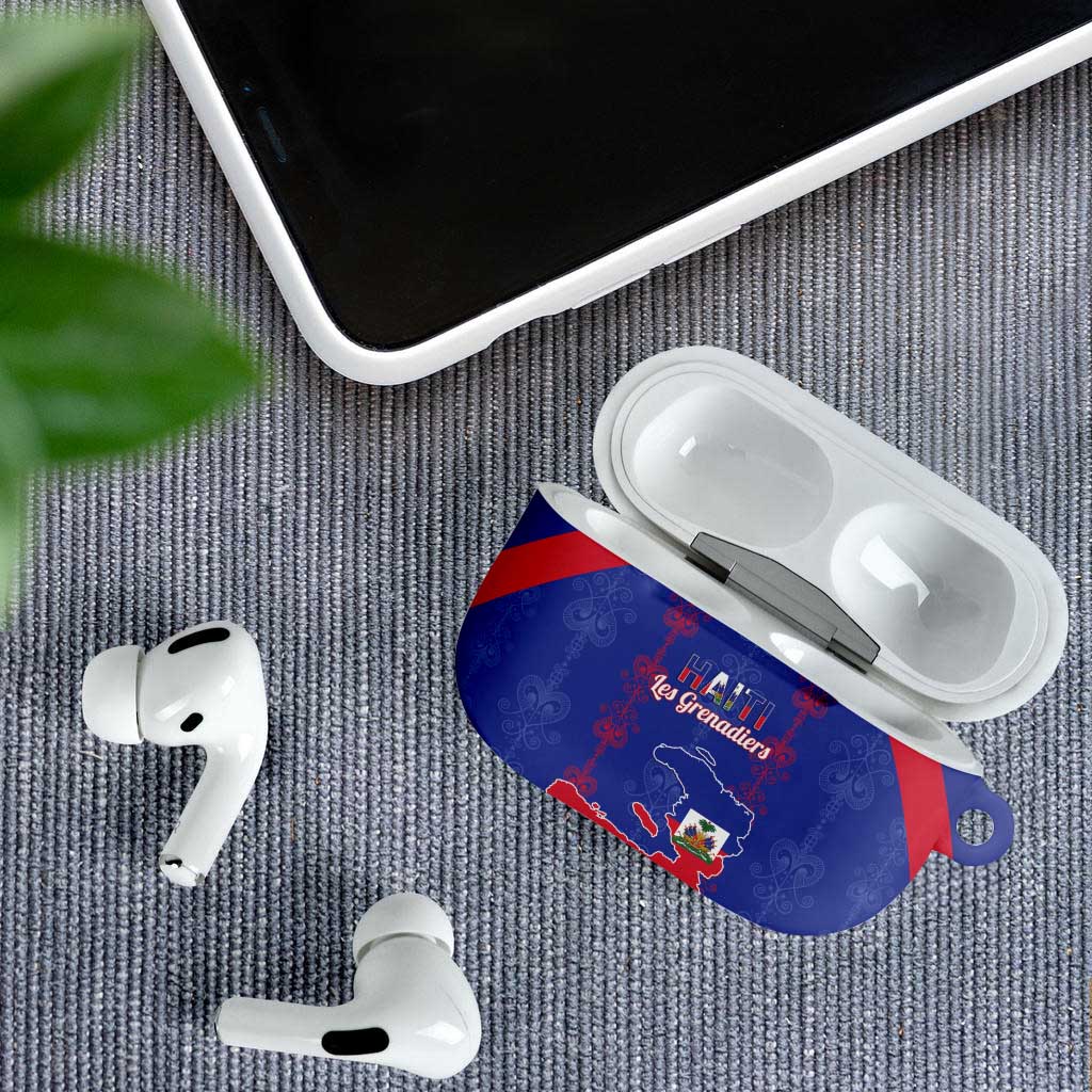 Haiti Football AirPods Case Les Grenadiers Veve Vodou Blue - Wonder Print Shop