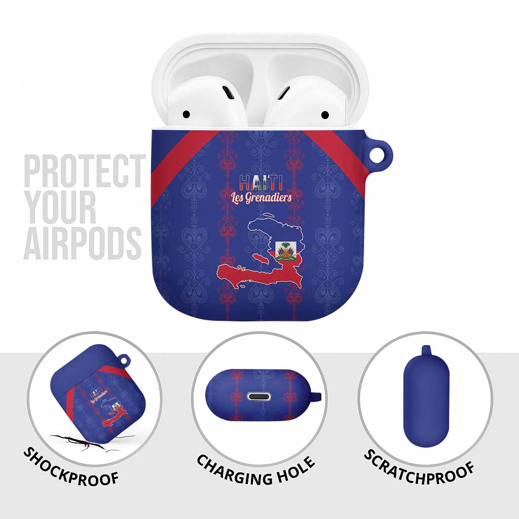 Haiti Football AirPods Case Les Grenadiers Veve Vodou Blue - Wonder Print Shop