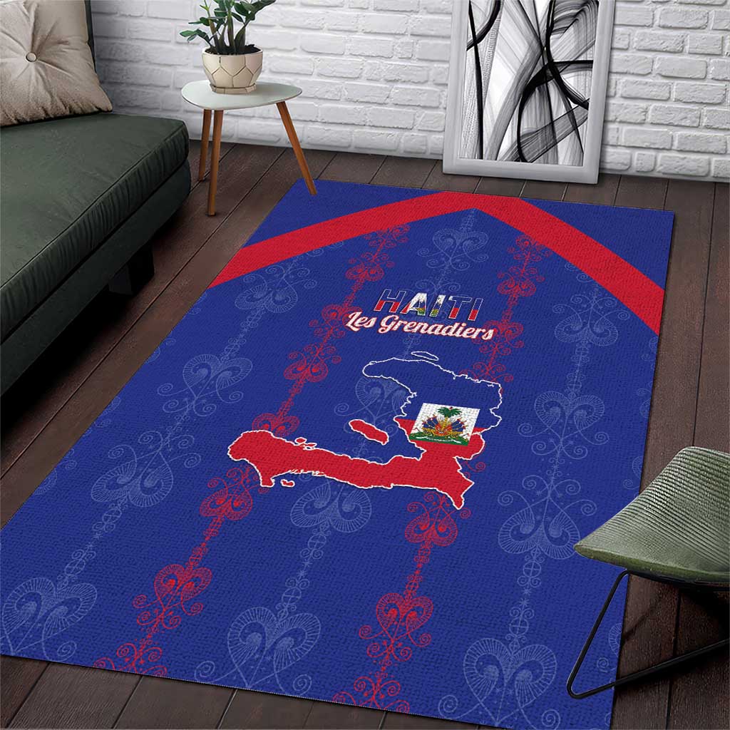 Haiti Football Area Rug Les Grenadiers Veve Vodou Blue - Wonder Print Shop