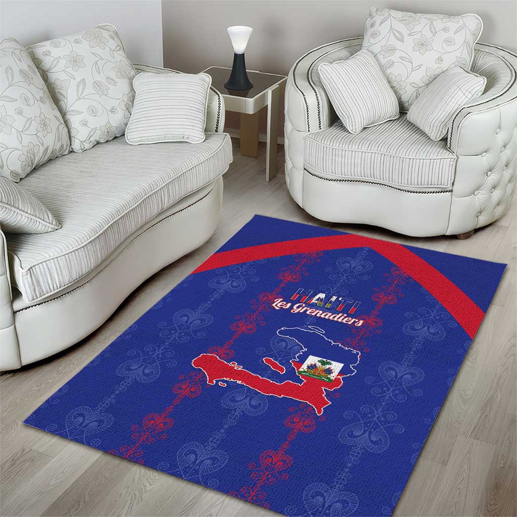 Haiti Football Area Rug Les Grenadiers Veve Vodou Blue - Wonder Print Shop