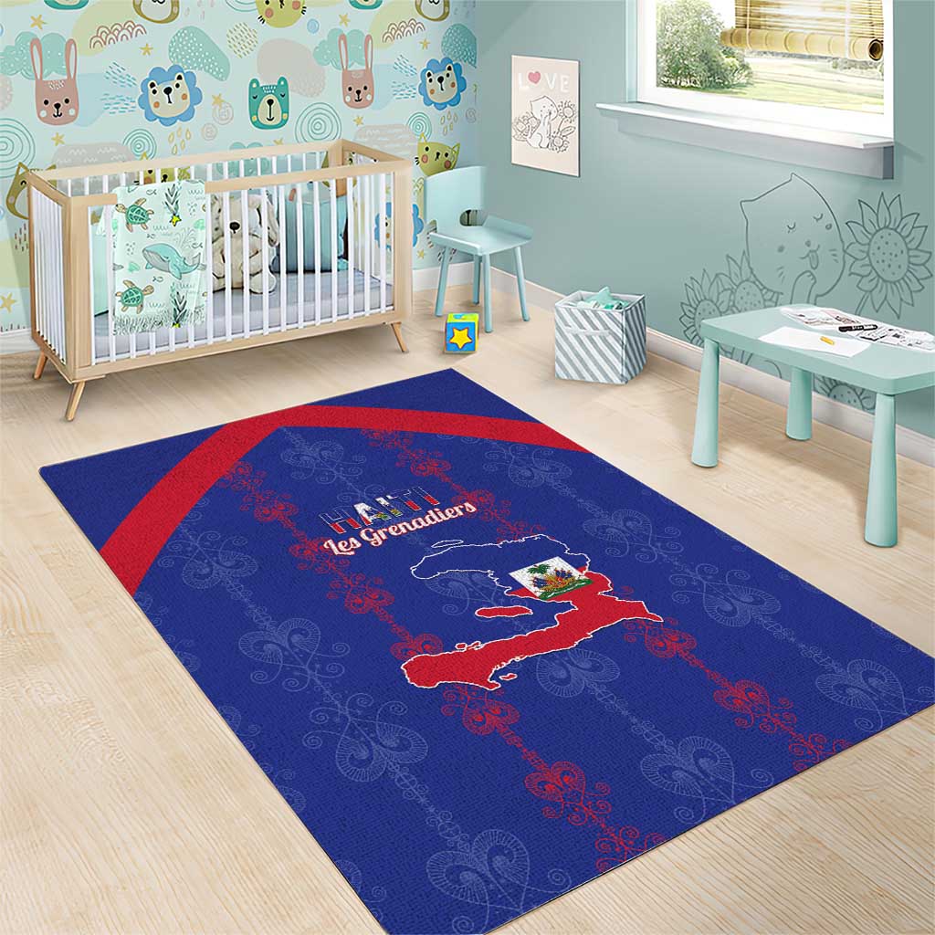 Haiti Football Area Rug Les Grenadiers Veve Vodou Blue - Wonder Print Shop