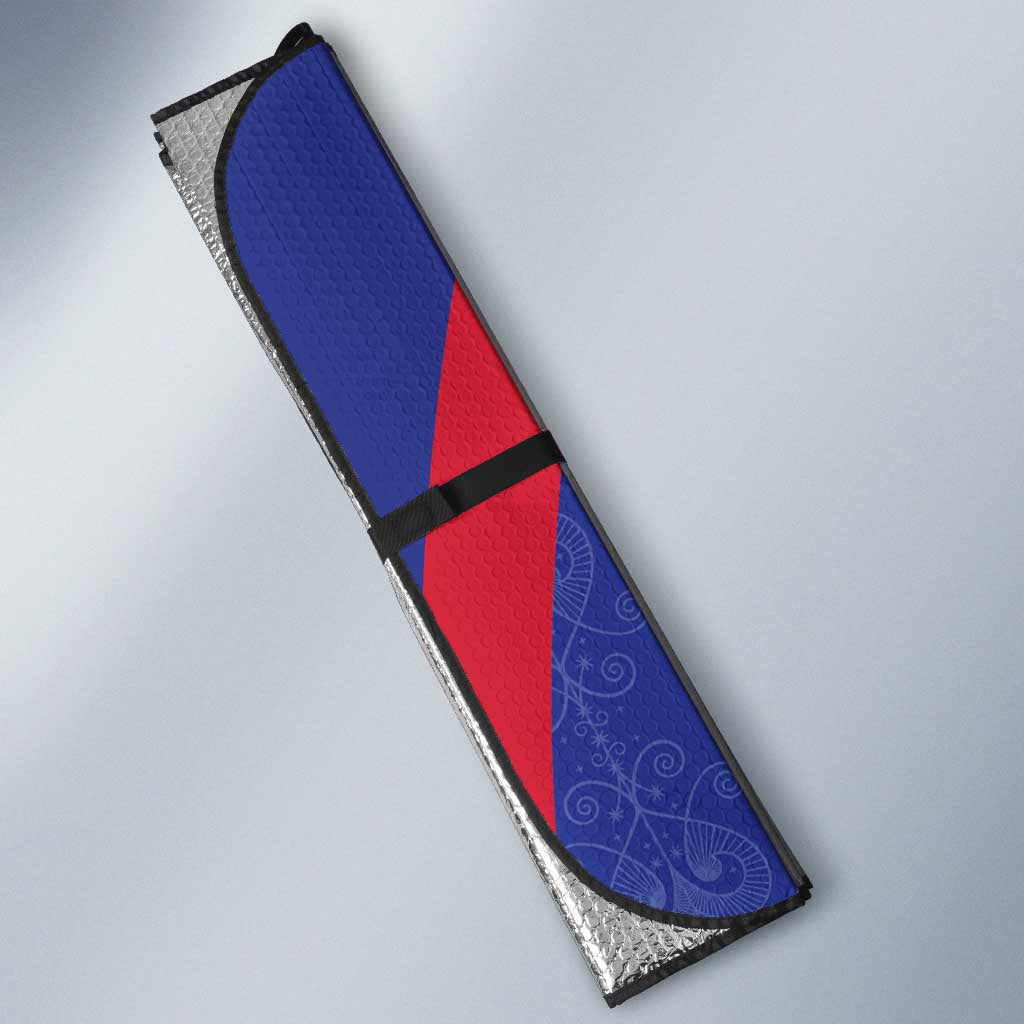 Haiti Football Auto Sun Shade Les Grenadiers Veve Vodou Blue - Wonder Print Shop