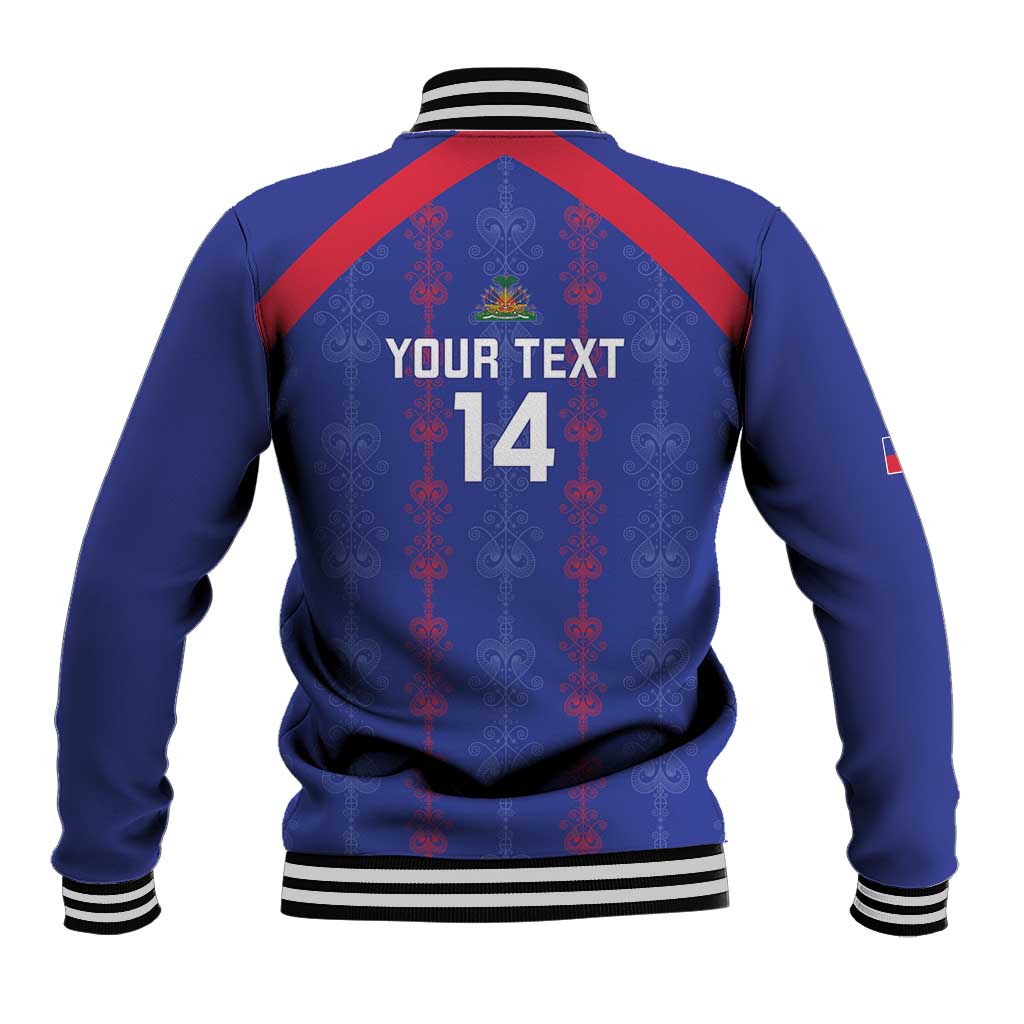 Custom Haiti Football Baseball Jacket Les Grenadiers Veve Vodou Blue - Wonder Print Shop