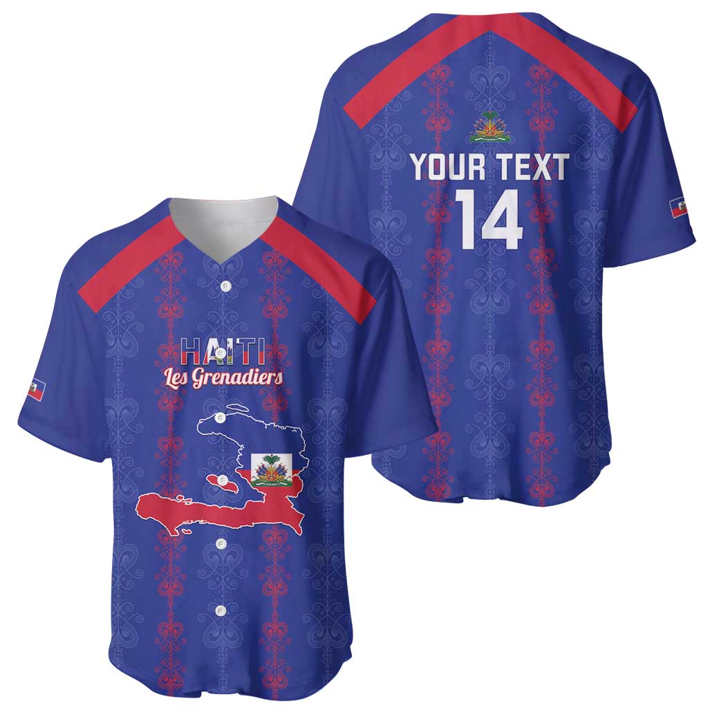 Custom Haiti Football Baseball Jersey Les Grenadiers Veve Vodou Blue - Wonder Print Shop