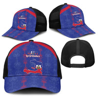 Haiti Football Baseball Net Cap Les Grenadiers Veve Vodou Blue - Wonder Print Shop