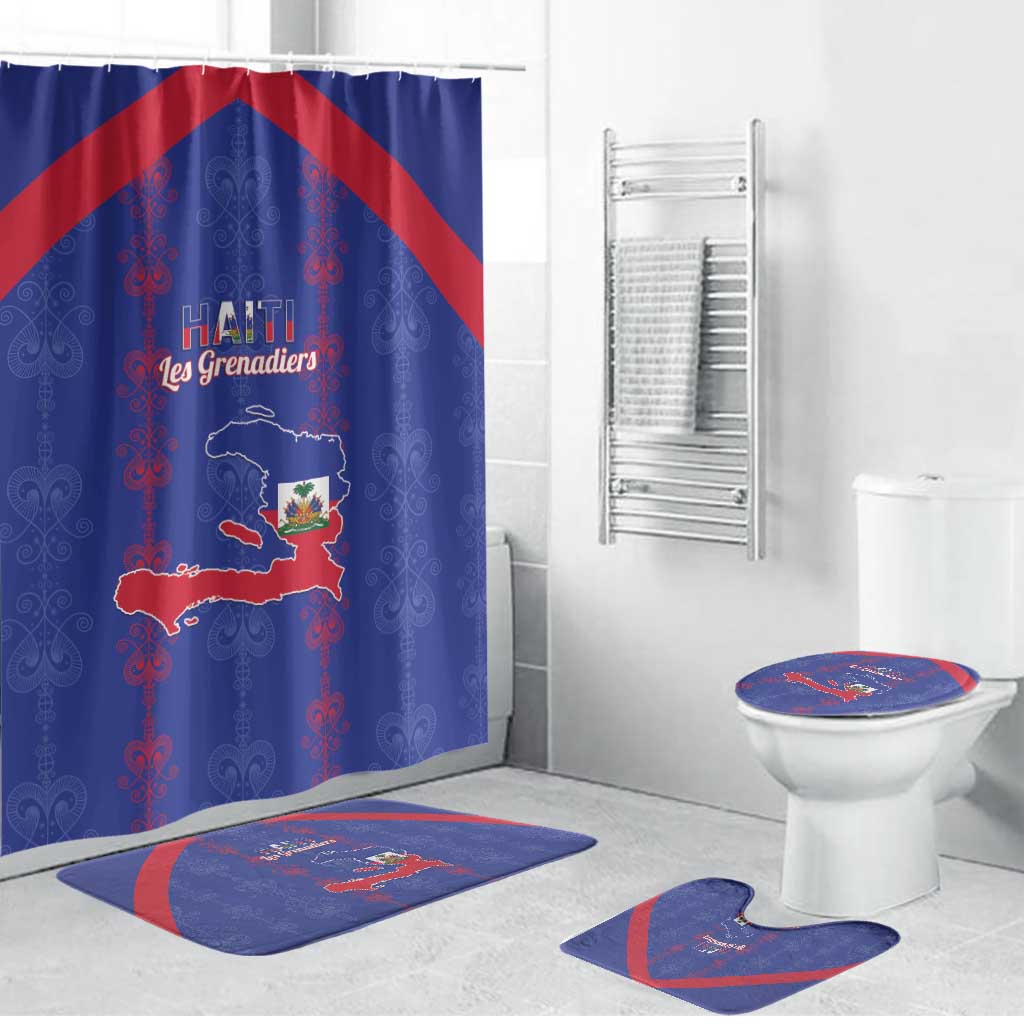 Haiti Football Bathroom Set Les Grenadiers Veve Vodou Blue - Wonder Print Shop