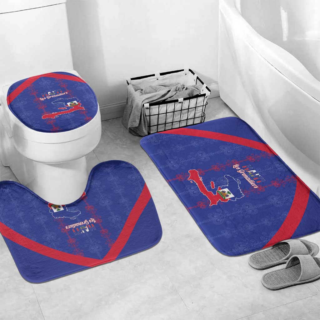 Haiti Football Bathroom Set Les Grenadiers Veve Vodou Blue - Wonder Print Shop