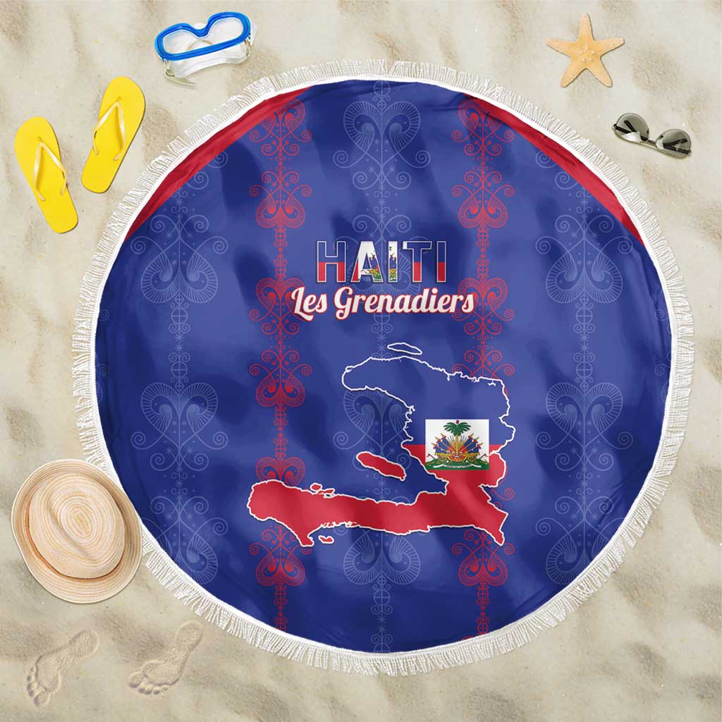 Haiti Football Beach Blanket Les Grenadiers Veve Vodou Blue - Wonder Print Shop