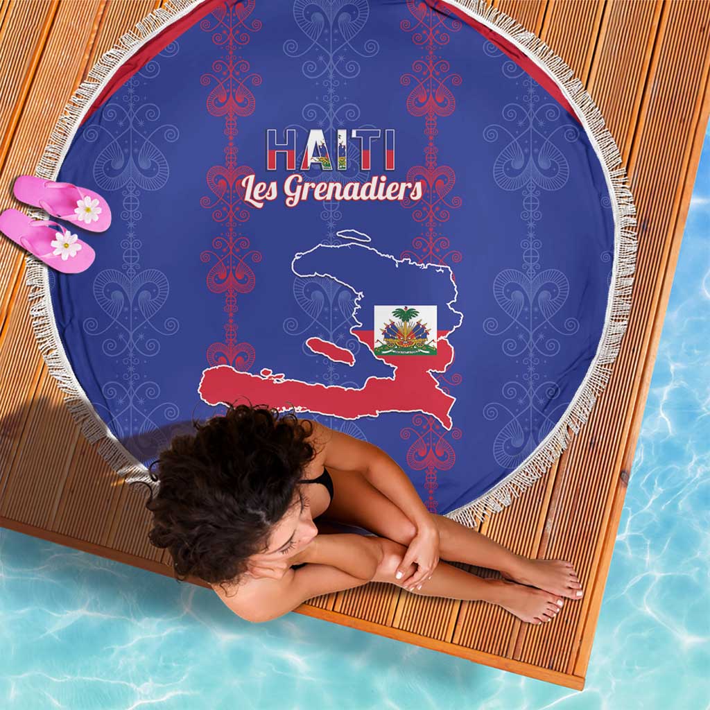 Haiti Football Beach Blanket Les Grenadiers Veve Vodou Blue - Wonder Print Shop