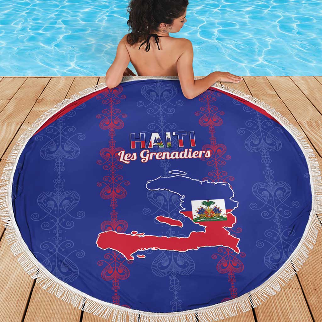Haiti Football Beach Blanket Les Grenadiers Veve Vodou Blue - Wonder Print Shop