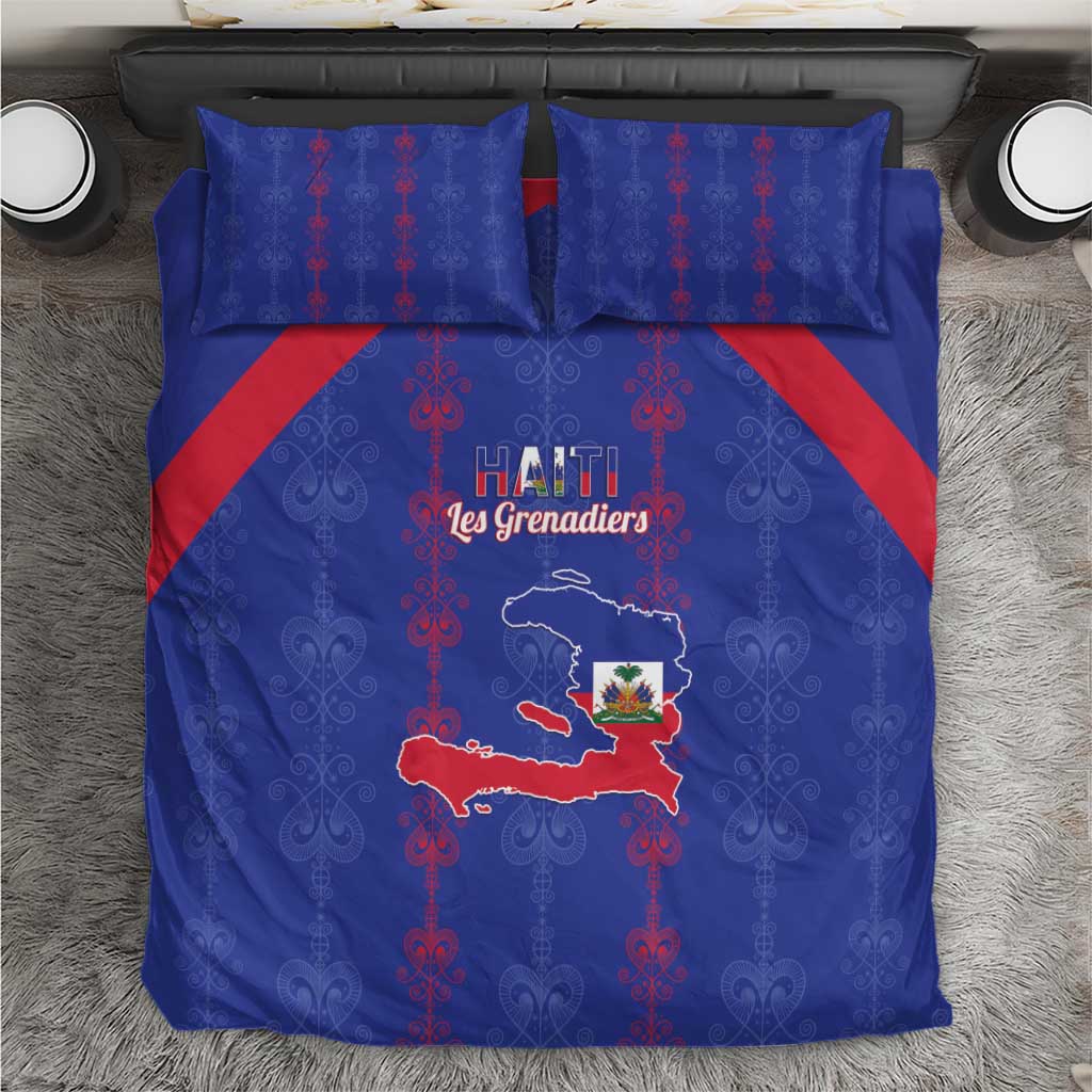 Haiti Football Bedding Set Les Grenadiers Veve Vodou Blue - Wonder Print Shop