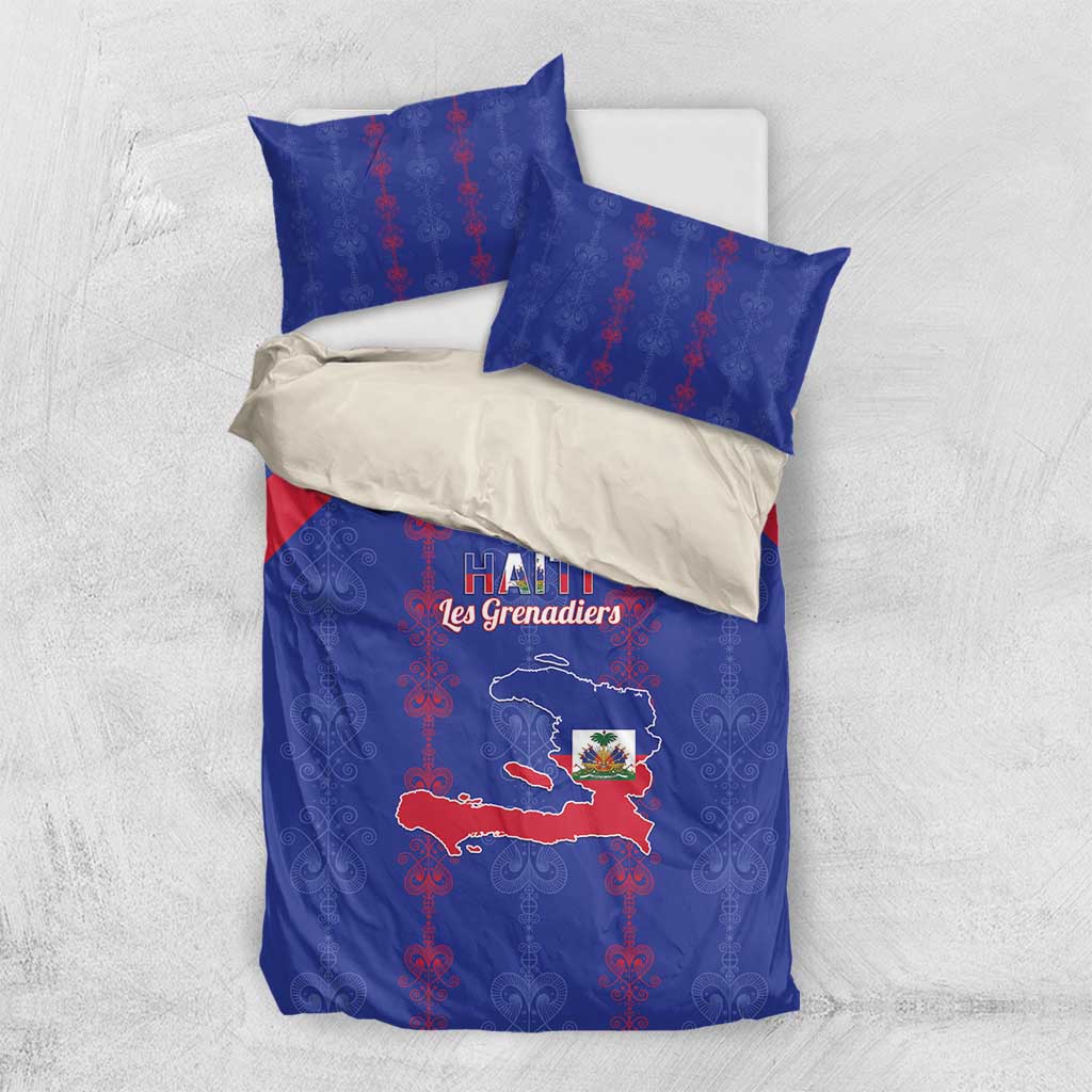 Haiti Football Bedding Set Les Grenadiers Veve Vodou Blue - Wonder Print Shop