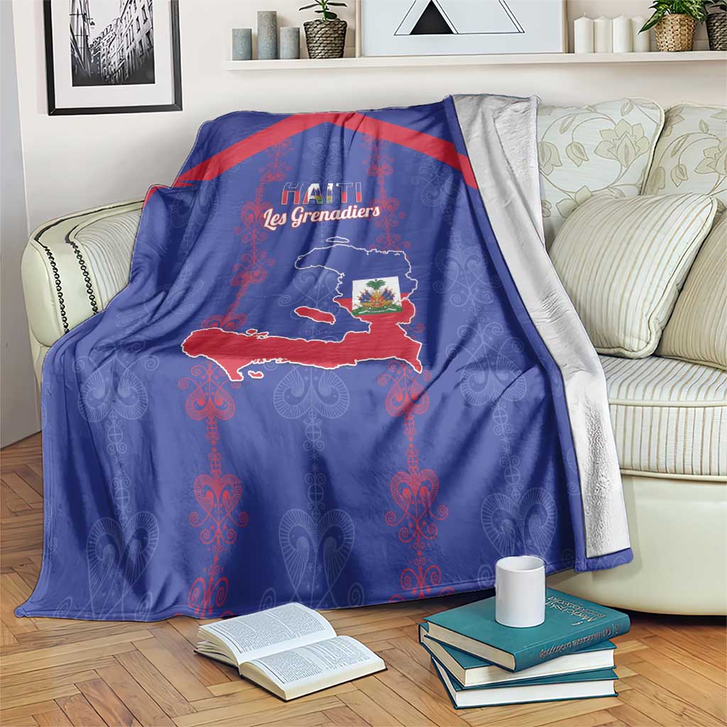 Haiti Football Blanket Les Grenadiers Veve Vodou Blue - Wonder Print Shop