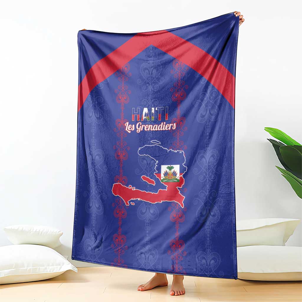 Haiti Football Blanket Les Grenadiers Veve Vodou Blue - Wonder Print Shop