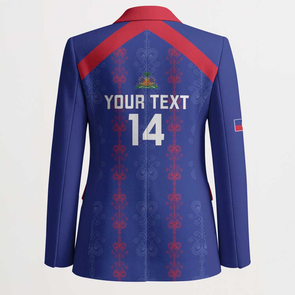 Custom Haiti Football Blazer Les Grenadiers Veve Vodou Blue - Wonder Print Shop