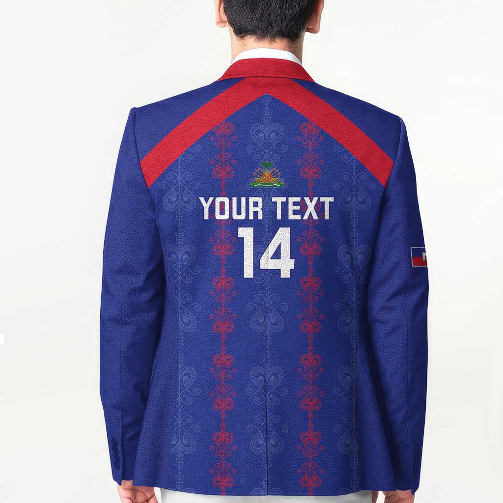 Custom Haiti Football Blazer Les Grenadiers Veve Vodou Blue - Wonder Print Shop