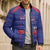 Custom Haiti Football Bomber Puffer Jacket Les Grenadiers Veve Vodou Blue - Wonder Print Shop